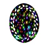 Star Colorful Christmas Abstract Oval Filigree Ornament (Two Sides) Front