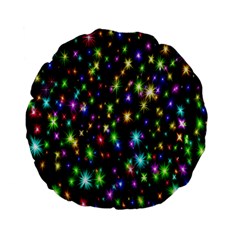 Star Colorful Christmas Abstract Standard 15  Premium Flano Round Cushions