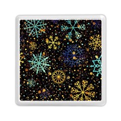 Gold Teal Snowflakes Memory Card Reader (square)