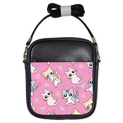 Cute Animal Little Cat Seamless Pattern Girls Sling Bag by Grandong