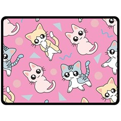 Cute Animal Little Cat Seamless Pattern Two Sides Fleece Blanket (large) by Grandong