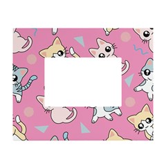 Cute Animal Little Cat Seamless Pattern White Tabletop Photo Frame 4 x6 
