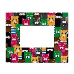 Cat Funny Colorful Pattern White Tabletop Photo Frame 4 x6  by Grandong