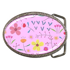 Pink Flowers Pattern Belt Buckles