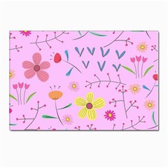 Pink Flowers Pattern Postcards 5  X 7  (pkg Of 10) by Grandong