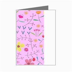 Pink Flowers Pattern Mini Greeting Card by Grandong