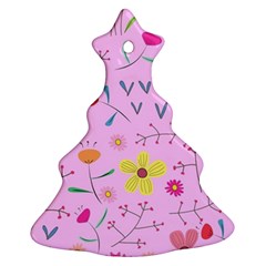 Pink Flowers Pattern Ornament (Christmas Tree) 