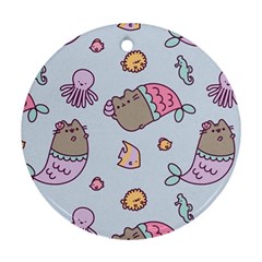 Pusheen Cat Cute Round Ornament (two Sides) by Grandong