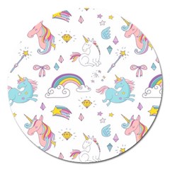 Unicorn Diamond Rainbow Shooting Star Magnet 5  (round) by Grandong