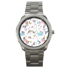 Unicorn Diamond Rainbow Shooting Star Sport Metal Watch by Grandong