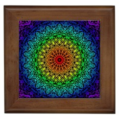 Rainbow Mandala Abstract Pastel Pattern Framed Tile