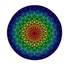 Rainbow Mandala Abstract Pastel Pattern Mini Round Pill Box by Grandong