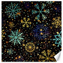 Gold Teal Snowflakes Canvas 16  X 16 