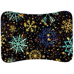 Gold Teal Snowflakes Velour Seat Head Rest Cushion by Grandong