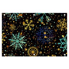 Gold Teal Snowflakes Banner And Sign 6  X 4  by Grandong