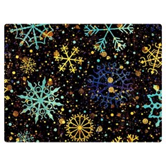 Gold Teal Snowflakes Two Sides Premium Plush Fleece Blanket (extra Small) by Grandong