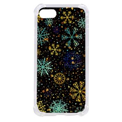 Gold Teal Snowflakes Iphone Se by Grandong