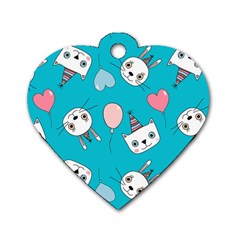 Cat Bunny Dog Tag Heart (two Sides)