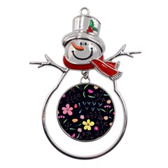 Beautiful Flower Plants Aesthetic Secret Garden Metal Snowman Ornament by Grandong