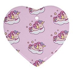 Unicorn Clouds Colorful Cute Pattern Sleepy Ornament (heart) by Grandong