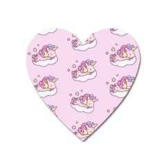 Unicorn Clouds Colorful Cute Pattern Sleepy Heart Magnet by Grandong