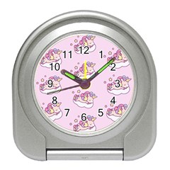 Unicorn Clouds Colorful Cute Pattern Sleepy Travel Alarm Clock by Grandong