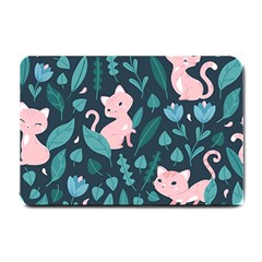 Cat Cute Flowers Leaves Pattern Small Doormat