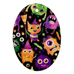 Fun Halloween Monsters Oval Ornament (two Sides) by Grandong
