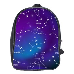 Realistic Night Sky Poster With Constellations School Bag (xl) by Grandong