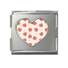 Strawberries Pattern Design Mega Link Heart Italian Charm (18mm) by Grandong