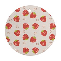 Strawberries Pattern Design Round Ornament (two Sides) by Grandong