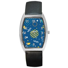 Flat Design Geometric Shapes Background Barrel Style Metal Watch by Grandong