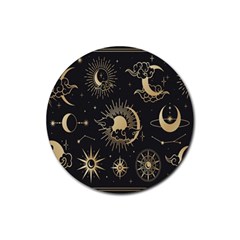 Star Colorful Christmas Abstract Art Rubber Coaster (round) by Grandong