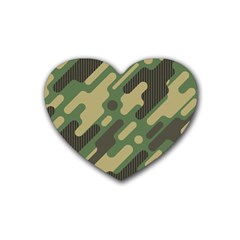 Camouflage Pattern Background Rubber Heart Coaster (4 Pack)