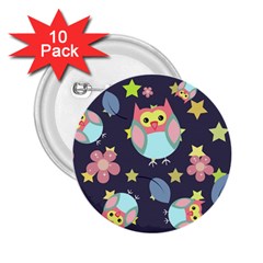 Owl Stars Pattern Background 2 25  Buttons (10 Pack) 