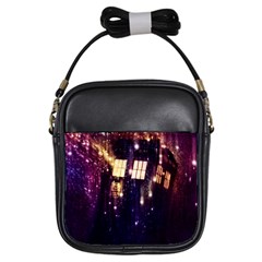 Tardis Regeneration Art Doctor Who Paint Purple Sci Fi Space Star Time Machine Girls Sling Bag