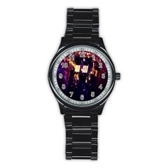 Tardis Regeneration Art Doctor Who Paint Purple Sci Fi Space Star Time Machine Stainless Steel Round Watch