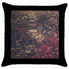 Vintage Cityscape City Retro Old Throw Pillow Case (black)