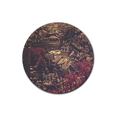 Vintage Cityscape City Retro Old Rubber Coaster (round)