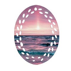 Sunset Ocean Beach Catcher Dream Evening Night Sunset Ornament (oval Filigree)