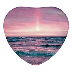 Sunset Ocean Beach Catcher Dream Evening Night Sunset Heart Glass Fridge Magnet (4 Pack) by Cemarart