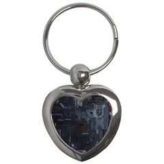 Abstract Tech Computer Motherboard Technology Key Chain (heart) by Cemarart