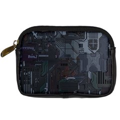 Abstract Tech Computer Motherboard Technology Digital Camera Leather Case