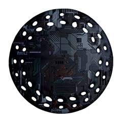 Abstract Tech Computer Motherboard Technology Ornament (round Filigree) by Cemarart