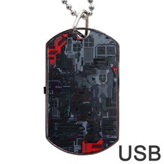 Abstract Tech Computer Motherboard Technology Dog Tag Usb Flash (two Sides) by Cemarart