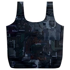 Abstract Tech Computer Motherboard Technology Full Print Recycle Bag (xl)