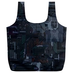 Abstract Tech Computer Motherboard Technology Full Print Recycle Bag (xxl) by Cemarart