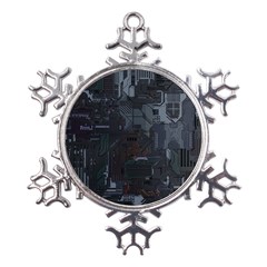 Abstract Tech Computer Motherboard Technology Metal Large Snowflake Ornament