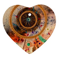 Dream Catcher Colorful Vintage Heart Ornament (two Sides) by Cemarart