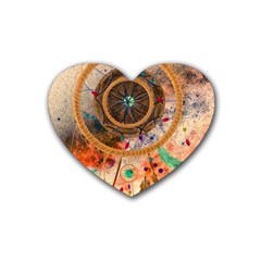 Dream Catcher Colorful Vintage Rubber Coaster (heart)